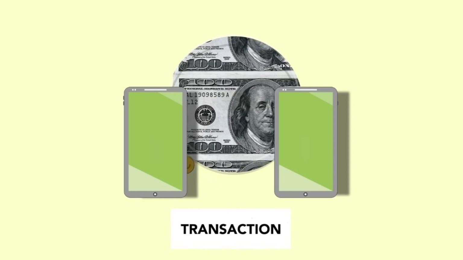 Ilustração isométrica de uma transferência de dinheiro digital entre smartphones.